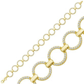 Silver Gold Round Stone Women's Bracelet